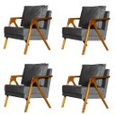 Ver imagem 1 de Kit 4 Poltronas Cadeira Mona Luxo Recepção - Suede Cinza