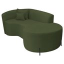 Ver imagem 6 de Divã Recamier Curvo Sala de Estar Recepção Inglaterra 200cm Pés Metal Preto Lado Direito Linho Verde