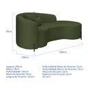 Ver imagem 3 de Divã Recamier Curvo Sala de Estar Recepção Inglaterra 200cm Pés Metal Preto Lado Direito Linho Verde