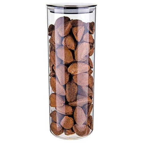 Pote para Mantimentos Em Vidro Borossilicato Com Tampa De Aço Inox 1650 Ml
