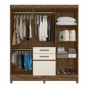 Ver imagem 3 de Guarda Roupa 7 Portas com Espelho New Mafra Castanho Wood Baunilha 897391 Moval