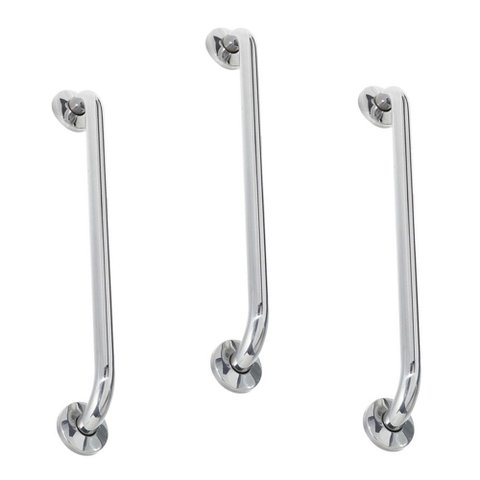 Alça de Apoio 60cm Barra Inox Kit 3 Unidades Acessibilidade Cadeirante Idoso Deficiente Banheiro