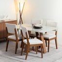 Ver imagem 1 de Conjunto de Jantar Mesa com Vidro Avena 4 Cadeiras Ella - Canella C/ Off White