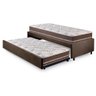Bicama Box Solteiro Suede Marrom 88x188 com Dois Colchões Classic Molas Ensacadas Anjos - 1
