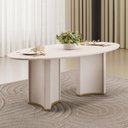 Ver imagem 1 de Mesa de Jantar 8 Lugares Orgânica Elipse Tampo com Vidro 218cm Monet D05 Off White - Lyam Decor