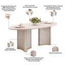 Ver imagem 4 de Mesa de Jantar 8 Lugares Orgânica Elipse Tampo com Vidro 218cm Monet D05 Off White - Lyam Decor