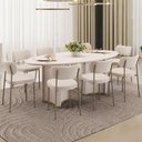 Ver imagem 2 de Mesa de Jantar 8 Lugares Orgânica Elipse Tampo com Vidro 218cm Monet D05 Off White - Lyam Decor