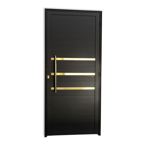Porta Lambril c/Friso c/Puxador e. Super Preto Dourado 80 Brimak