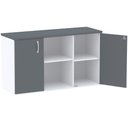 Ver imagem 2 de Armário Baixo Credenza PE25 Pandin 121,50 cm (largura) em MDP Cor Branco e Grafito com Dois Nichos