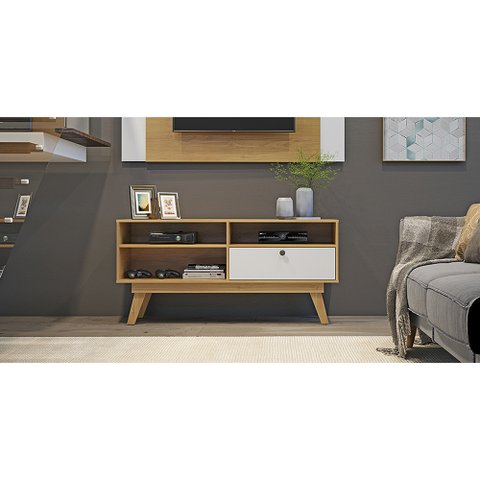 Rack para Tv ate 60" Off white/Cinamomo Houston Valde Moveis