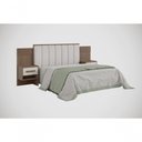 Ver imagem 1 de Cabeceira para Cama Queen Size Ripada Irís Estofada com 2 Mesas de Cabeceira D Doro Castanho/off