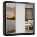 Ver imagem 2 de Guarda-Roupa Casal Madesa Mônaco 3 Portas de Correr com Espelhos Preto/Branco Cor:Preto/Branco