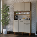 Ver imagem 2 de Armário de Cozinha Organizador com Pés Retrô e Bancada 6 Portas  Off White