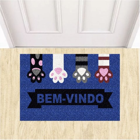 Tapete Capacho Bem Vindo Pets 60x40 Cm Decoração para Casa.