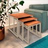 Trio Mesa Lateral Industrial Isabella Tampo Amendoa Base Ferro Off White - 1