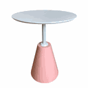 Ver imagem 1 de Mesa de Apoio Cone Velt Redonda 60 Cm Tampo Laca Branca Base Rosa Tampo Laca Branca Base Rosa Person