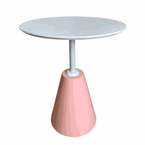 Mesa de Apoio Cone Velt Redonda 60 Cm Tampo Laca Branca Base Rosa Tampo Laca Branca Base Rosa Person