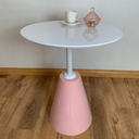 Ver imagem 2 de Mesa de Apoio Cone Velt Redonda 60 Cm Tampo Laca Branca Base Rosa Tampo Laca Branca Base Rosa Person