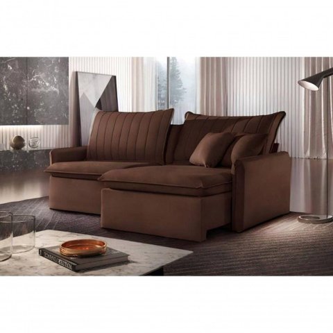 Sofá Cama Madri Retrátil e Reclinável 220cm - Marrom