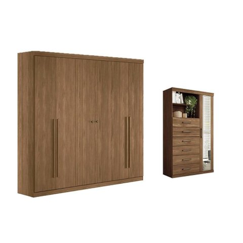 Quarto Completo Modu 2 Peças (1guardaroupa+1cômoda) Qc377 Jatobá - Santos Andirá