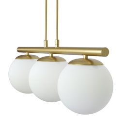 Pendente Jabuticaba Dourado 3 Globos de Vidro Mesa de Jantar:branco Fosco - 2