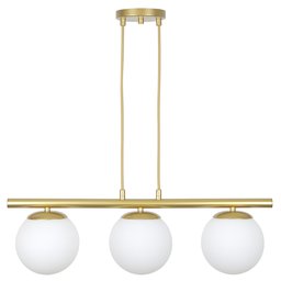 Pendente Jabuticaba Dourado 3 Globos de Vidro Mesa de Jantar:branco Fosco - 1