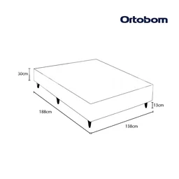 Base Box Sommier Casal Camurça Ortobom 30x138x188cm Preto - 2 Base Box Sommier Casal Camurça Ortobom 30x138x188cm Preto - 2