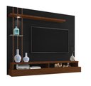 Ver imagem 1 de Painel TV até 55'' Com Led, Nichos e Prateleiras:Preto/Canela