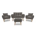 Ver imagem 2 de Kit Namoradeira Sofá Opala + 2 Poltronas Cadeira Opala + 1 puff:cinza