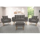 Ver imagem 1 de Kit Namoradeira Sofá Opala + 2 Poltronas Cadeira Opala + 1 puff:cinza