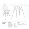 Mesa Eames com tampo de vidro 120 cm + 4 cadeiras estofadas Eiffel Botonê Branco - 9