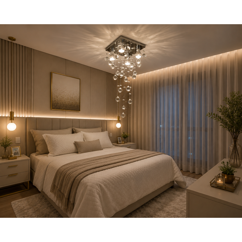 Luminária de Cristal Sala, Quarto com Lâmpadas Bq Inclusas:60