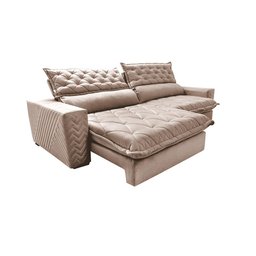Sofá Retrátil e Reclinável 2.95m Molas Ensacadas Cama inBox Spazus com Bordado 3D Velusoft Bege - 8