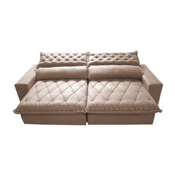 Sofá Retrátil e Reclinável 2.95m Molas Ensacadas Cama inBox Spazus com Bordado 3D Velusoft Bege - 5