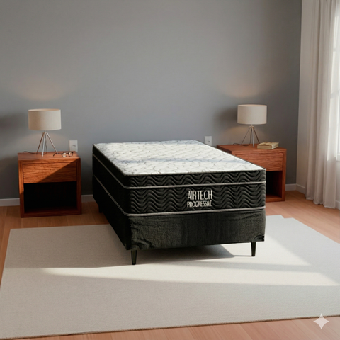 Colchão Solteiro Ortobom Molas Bonnel Airtech Progressive 88x188x29 Preto/Branco