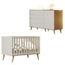 Ver imagem 1 de Berço Americano Ludmila e Cômoda Gran Lorena Off White Bétula - Carolina Baby