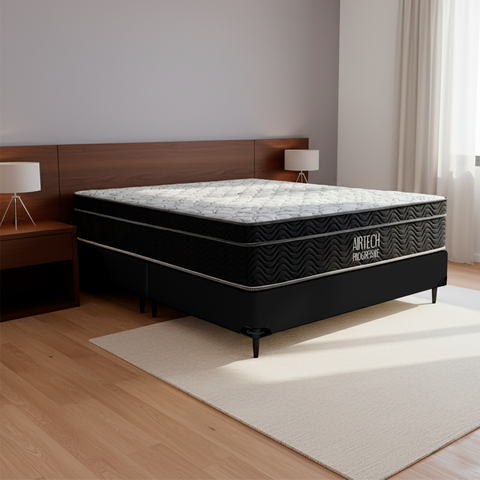 Colchão Casal Ortobom Molas Bonnel Airtech Progressive 138x188x29 Preto/Branco