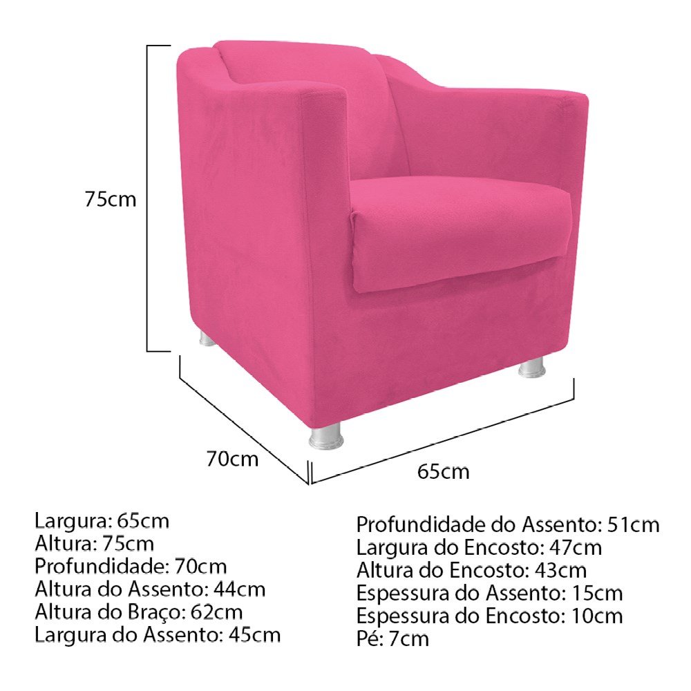 Kit 2 Poltronas Cadeiras Decorativas Catar Corano Pink - AM Decor - 4