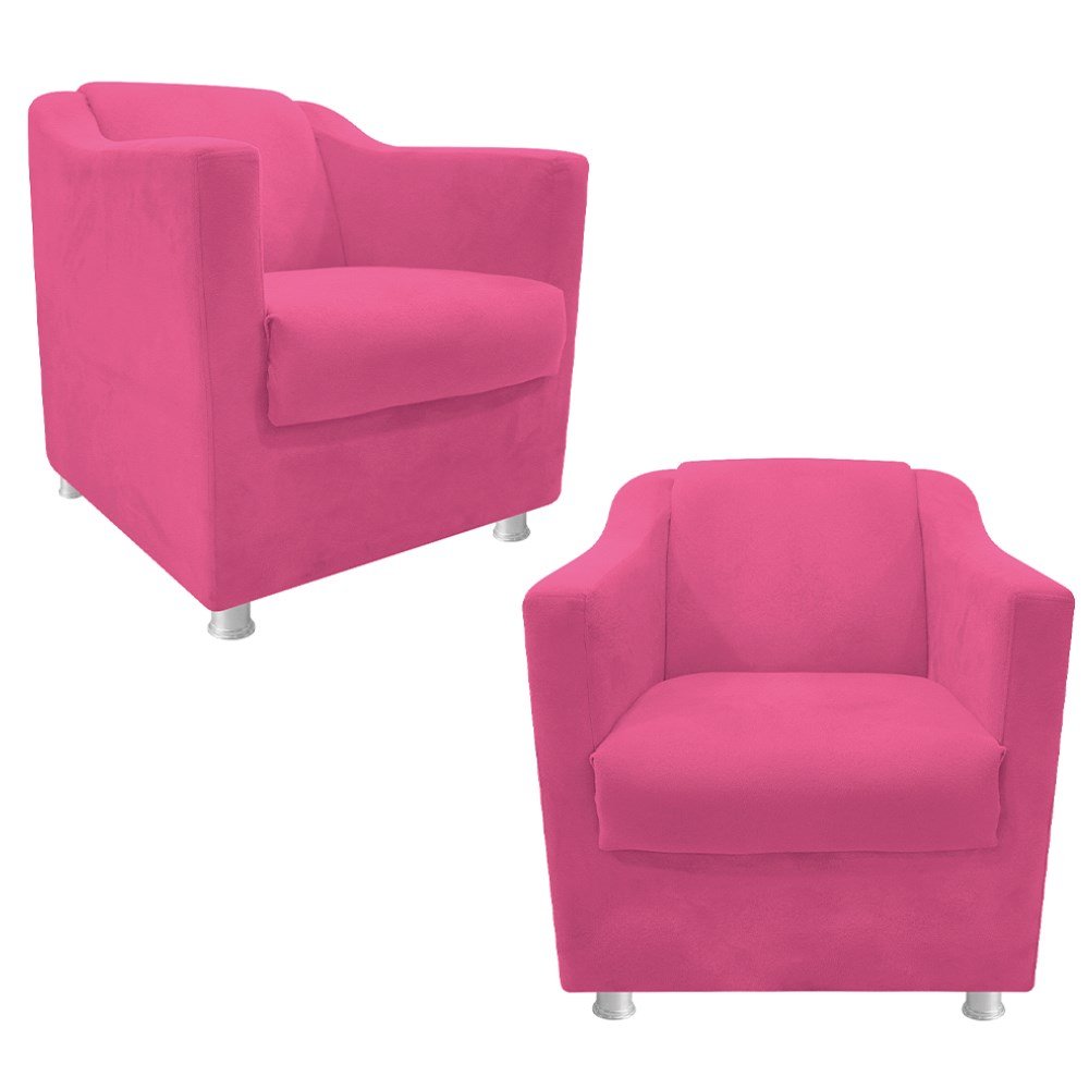 Kit 2 Poltronas Cadeiras Decorativas Catar Corano Pink - AM Decor - 1