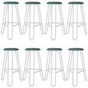 Ver imagem 1 de Kit 08 Banquetas Baixa Bar Cozinha Sala de Jantar Áris C01 Branco Courino Verde Sálvia - Lyam Decor