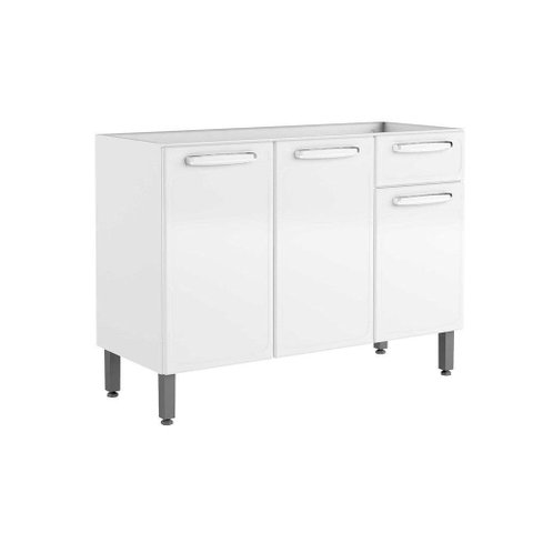 Módulo Cozinha Bertolini Evidence Balcão 7022 3 Portas e 1 Gaveta s/ Tampo Branco