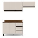 Ver imagem 3 de Armário de Cozinha Modulada Completa 3 Peças 200cm com Tampo 250039 Koya Politorno Móveis