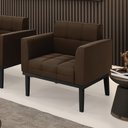 Ver imagem 1 de Poltrona Decorativa Karen Pés Fixo em Madeira Preto Suede Marrom 19 - Gran Belo
