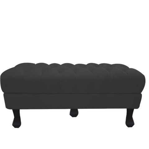 Recamier Luis Xv Capitonê Retrô 160cm Suede Cinza Pés Madeira Mz Decor