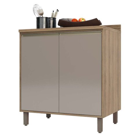 Balcão de Cozinha com Tampo 80 Cm 2 Portas de Abrir 1 Prateleira Mel Luciane Móveis