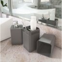 Ver imagem 2 de Kit Dispenser de Sabonete Líquido e Porta Creme Dental Stolf Smile Cinza