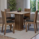 Ver imagem 1 de Conjunto Sala de Jantar Mesa Tampo de Madeira 4 Cadeiras Rustic/crema/preto Samara Madesa