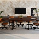 Ver imagem 7 de Mesa de Reunião Orgânica 2,70x1,60m com Pés em Metal e Tampo Bipartido F5 Corporate Marrom/Louro Preto