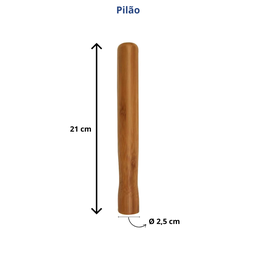 Conjunto para Caipirinha 5 Peças Bambu Copo Faca Colher Pilão e Tábua - 6