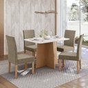 Ver imagem 1 de Conjunto Sala Jantar Isa 90cm Vidro 4 Cadeiras Elegance Amarelo/Mel/Caramelo